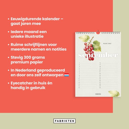Fabrikten Verjaardagskalender Frutta A4