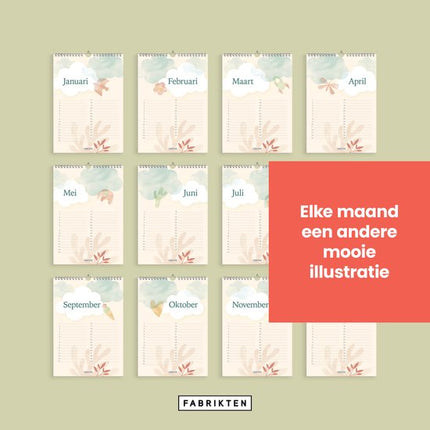 Fabrikten Verjaardagskalender Kico A4