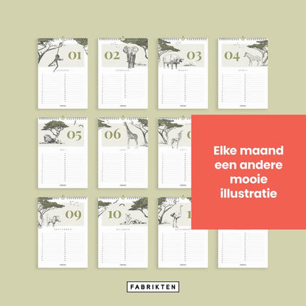 Fabrikten Verjaardagskalender Safari A4
