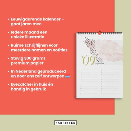 Fabrikten Verjaardagskalender Waterverf A4