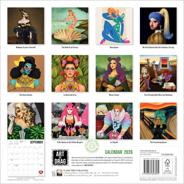 Flame Tree Art of Drag Kalender 2026