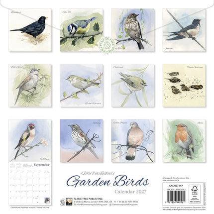 Flame Tree Garden Birds Kalender 2027