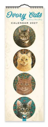 Flame Tree Ivory Cats Slimline Kalender 2027