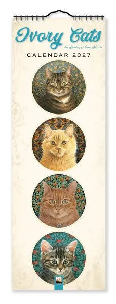 Flame Tree Ivory Cats Slimline Kalender 2027