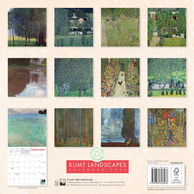 Flame Tree Klimt Landscapes Kalender 2026