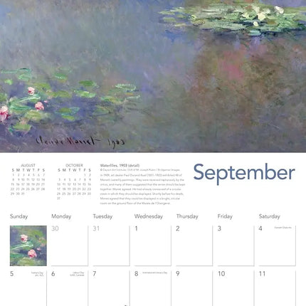 Flame Tree Monet's Waterlilies Kalender 2027
