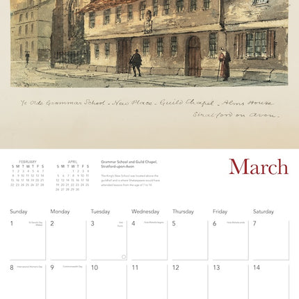 Flame Tree Shakespeare Homes and Haunts Kalender 2026