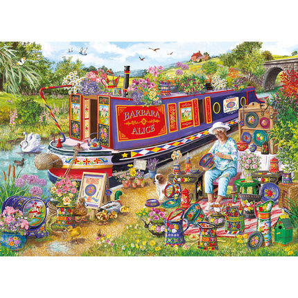 Gibsons Canal Boat Blooms Puzzel 1000 Stukjes