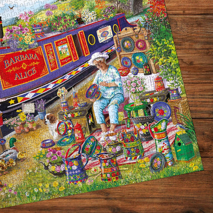 Gibsons Canal Boat Blooms Puzzel 500XL Stukjes