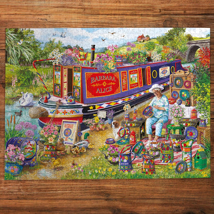 Gibsons Canal Boat Blooms Puzzel 500XL Stukjes