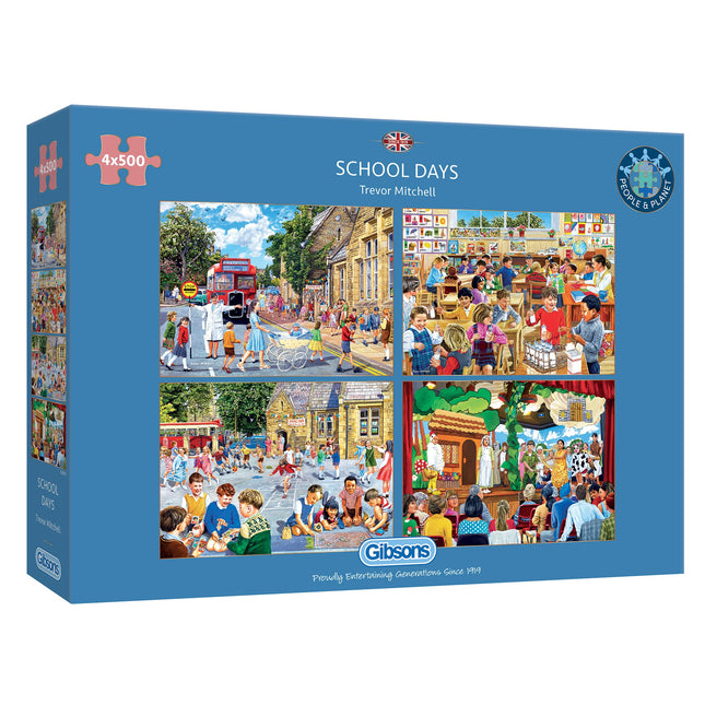 Gibsons School Days Puzzel 4x 500 Stukjes