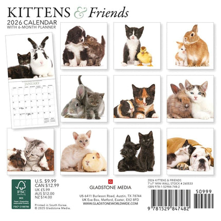 Gladstone Media Kittens en Vrienden Kalender 2026 Mini