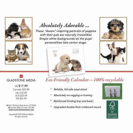 Gladstone Media Puppies en Vrienden Scheurkalender 2026 Boxed