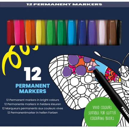 Inter-Stat 12 Permanent glitter kleurboekmarkers
