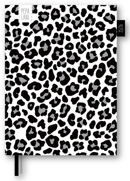 kalenderwinkel Pepa Lani Agenda A5 2025-2026 Black & White Leopard
