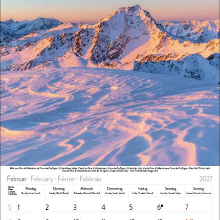 Korsch Verlag Alpen Kalender Klein 2027