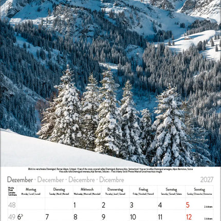Korsch Verlag Alpen Kalender Klein 2027