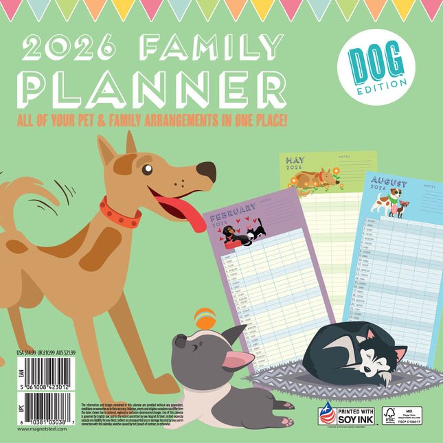 Magnet & Steel Family Planner Honden Editie 2026 5 persoons