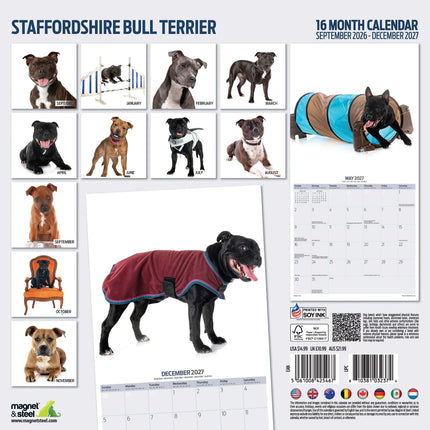 Magnet & Steel Staffordshire Bull Terrier Modern Kalender 2027