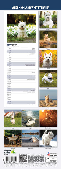 Magnet & Steel West Highland White Terrier Kalender 2026 Slimline