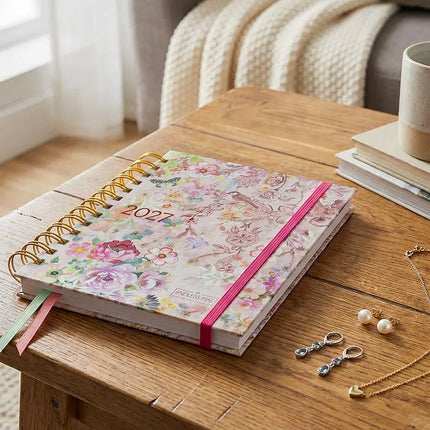 Paperclip Desk Agenda Bloemen Roze 2027 – Paperclip