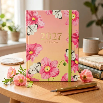 Paperclip Pocket Agenda Pink Flowers A6 – Paperclip