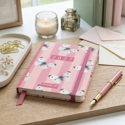 Paperclip Pocket Agenda Pink Stripes A6 – Paperclip