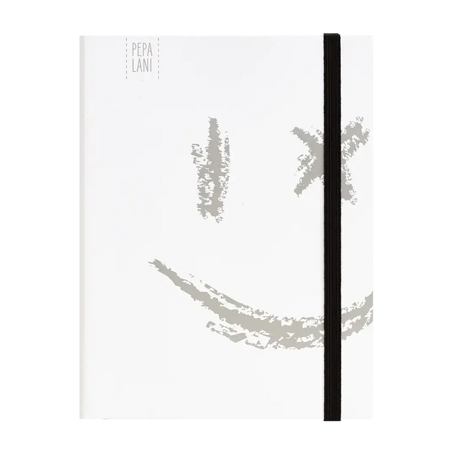 Pepa Lani Pepa Lani Notitieboek A5 Black & White Smiley Silver