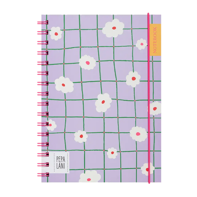 Pepa Lani Pepa Lani Notitieboek A5 Flower Purple Checkers Daffodil