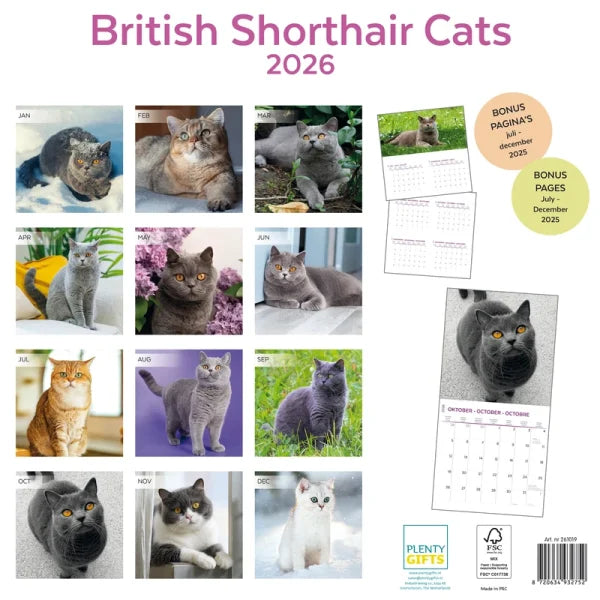 Plenty Gifts Brits Korthaar Kalender 2026