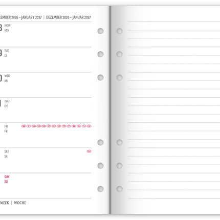 Presco Refill – Week Ringband Planner 2027, Blush Pink