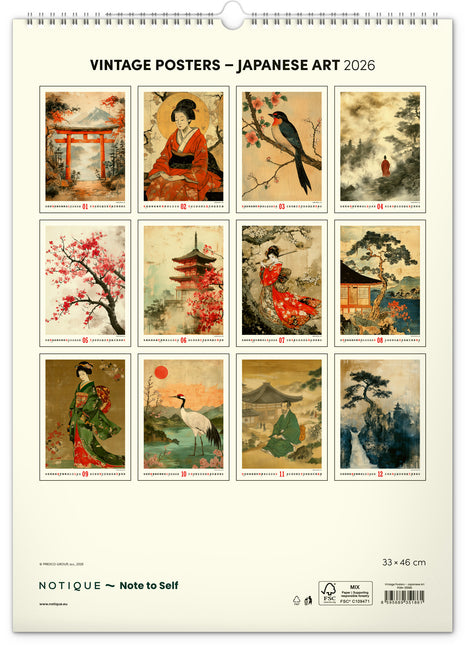 Presco Vintage Posters -Japanse Kunst Kalender 2026 Groot
