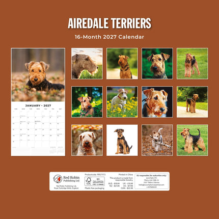Red Robin Airedale Terrier Kalender 2027