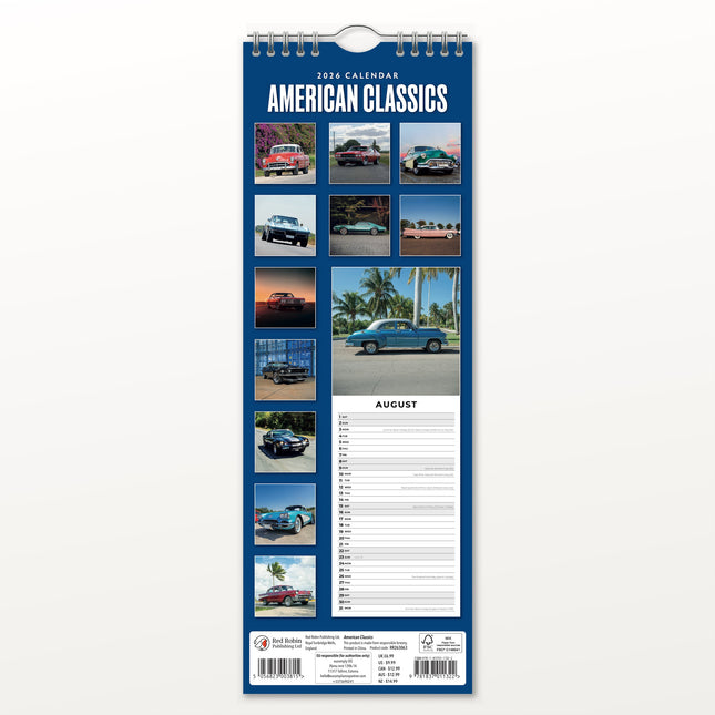 Red Robin American Classics Slimline Kalender 2026