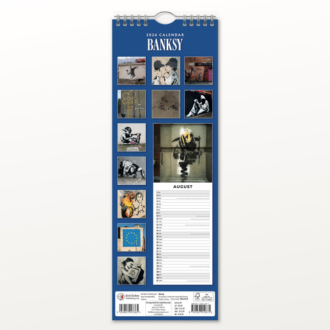 Red Robin Banksy Slimline Kalender 2026