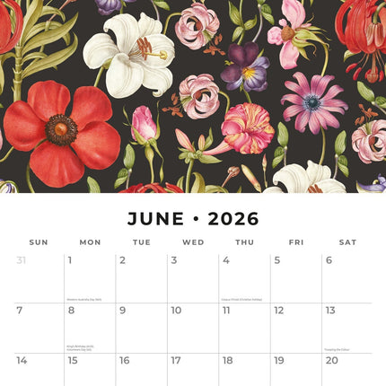 Red Robin Botanical Flowers Kalender 2026