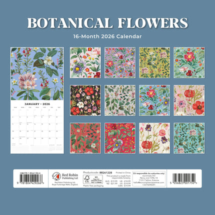 Red Robin Botanical Flowers Kalender 2026