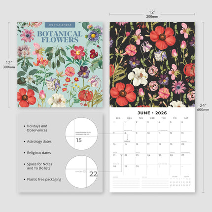 Red Robin Botanical Flowers Kalender 2026