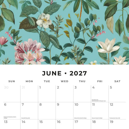 Red Robin Botanical Flowers Kalender 2027