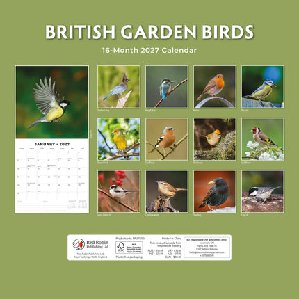 Red Robin British Garden Birds Kalender 2027