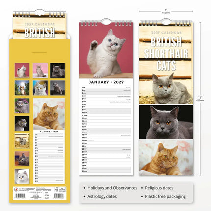Red Robin Britse Korthaar Slimline Kalender 2027