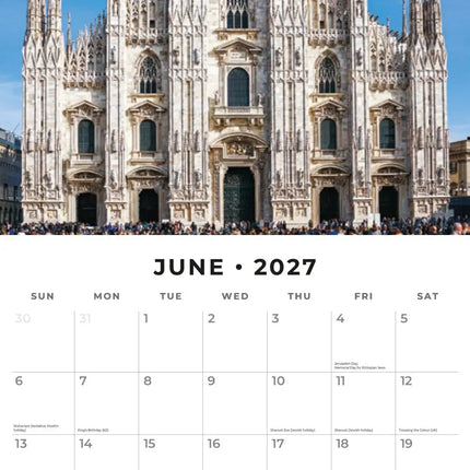Red Robin Cathedrals of the World Kalender 2027