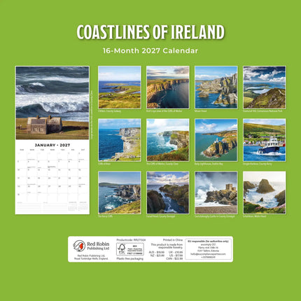 Red Robin Coastlines of Ireland Kalender 2027