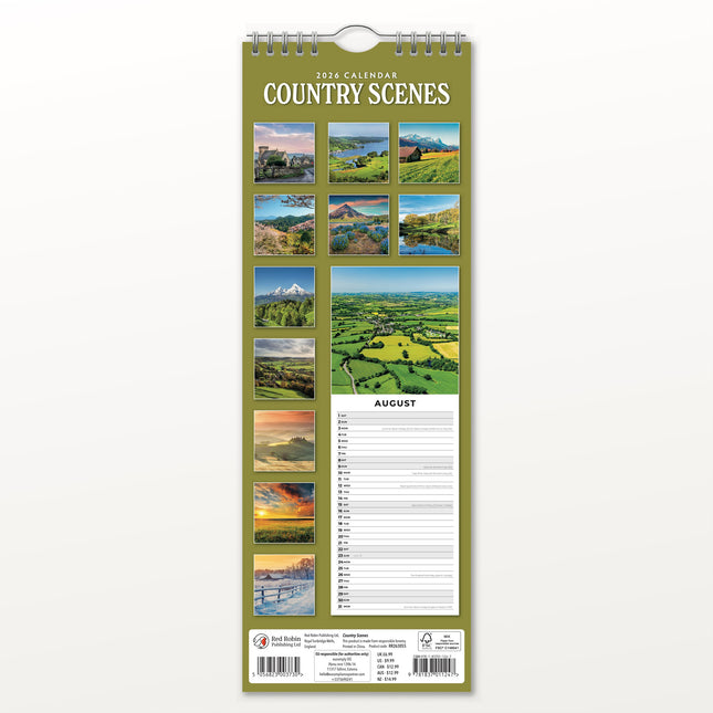 Red Robin Country Scenes Slimline Kalender 2026