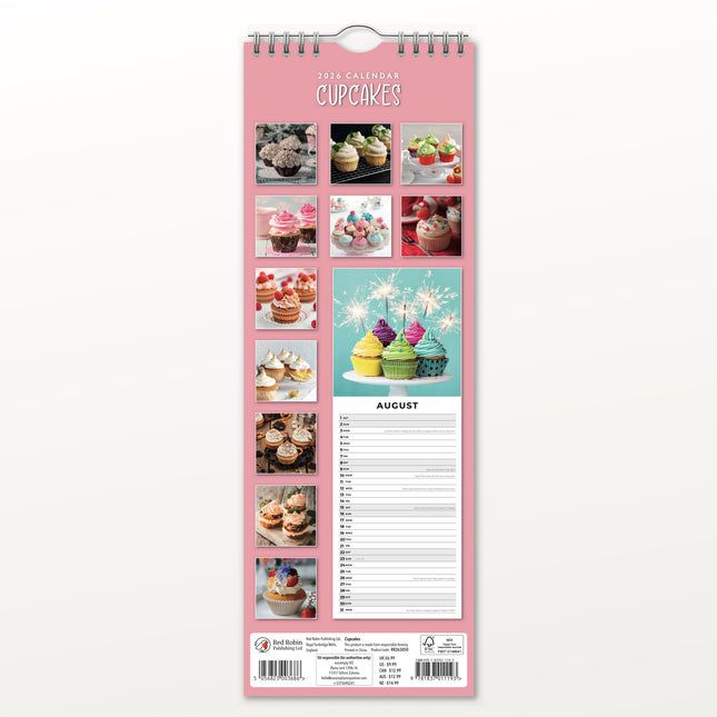 Red Robin Cupcakes Slimline Kalender 2026