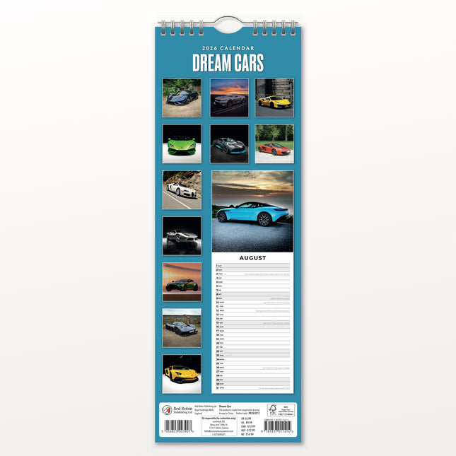 Red Robin Dreamcars Slimline Kalender 2026