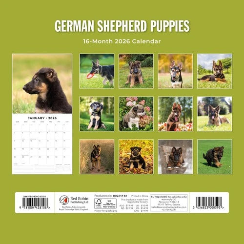 Red Robin Duitse Herder Puppies Kalender 2026