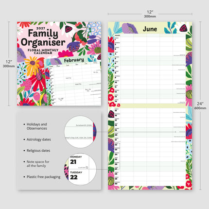 Red Robin Family Organiser Floral 2027