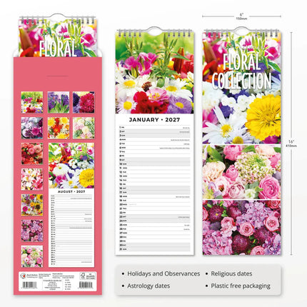 Red Robin Floral Collection Slimline Kalender 2027