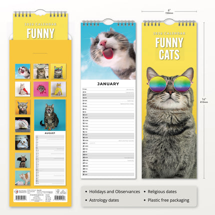 Red Robin Grappige Katten Slimline Kalender 2026